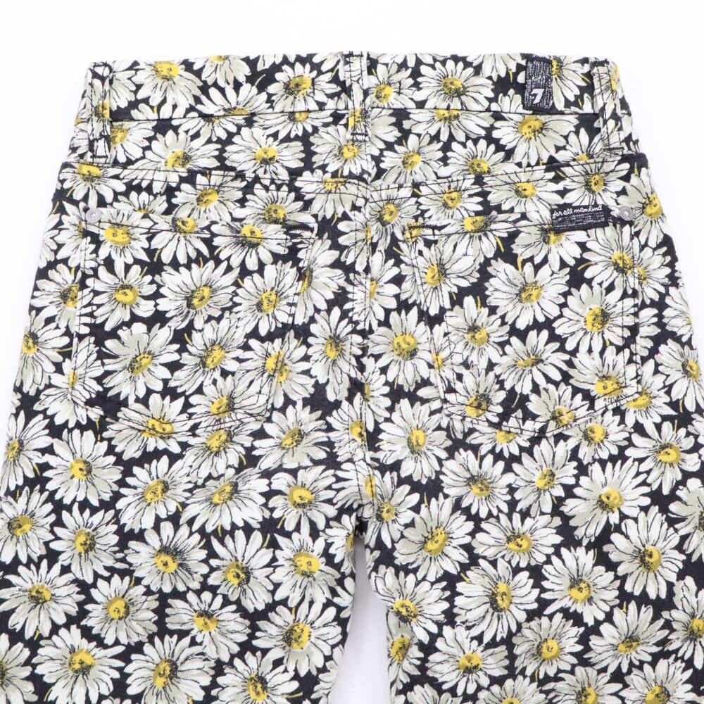 Womens 7 FOR ALL MANKIND Sz 25 Sunflower Skinny Jeans Stretch Black Yellow - Picture 10 of 12